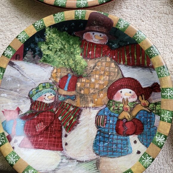 Set of 4 Certified International Susan Winget Christmas salad plates GUC - Picture 4 of 10